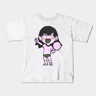 I draw chibi pastel pink tomo with volleyball / azumanga daioh Kids T-Shirt